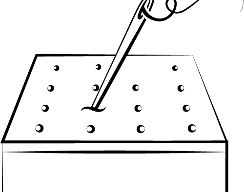 icon image of a needle going into a mattress to show how hand-tufted mattress as comfortable.