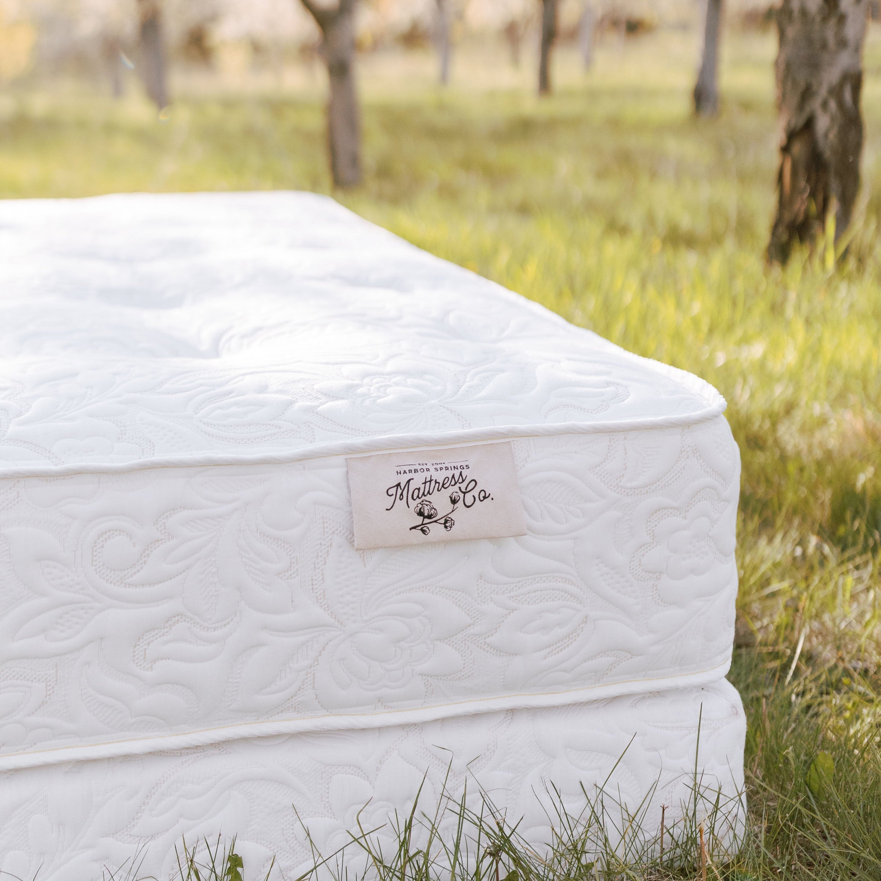Harbor Springs Mattress Bed of Roses luxury natural mattress photographed in nature.