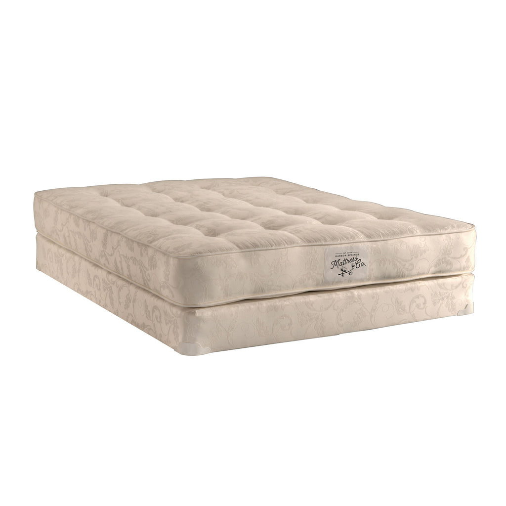 Side view of the two-sided, moonbeam mattress by Harbor Springs Mattress.