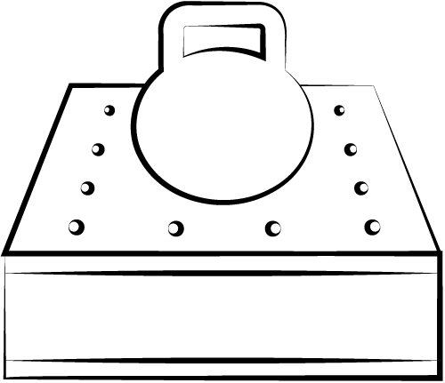 icon image of a hand-tufted mattress with a weight on it to show how supportive hand-tufted mattresses are.