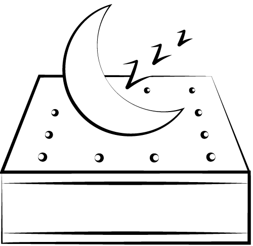 icon image of a mattress with a moon to show the right comfort level of a Harbor Springs Mattress Co. bed.