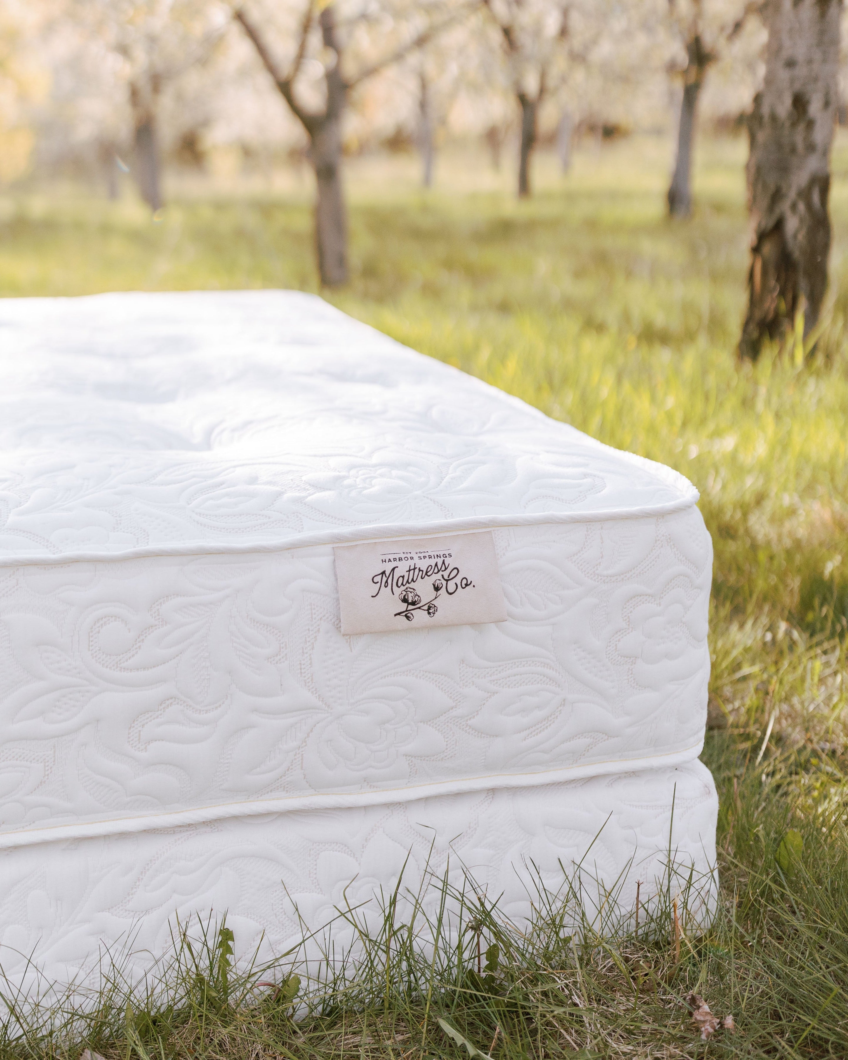 Harbor Springs Mattress Bed of Roses luxury natural mattress photographed in nature.
