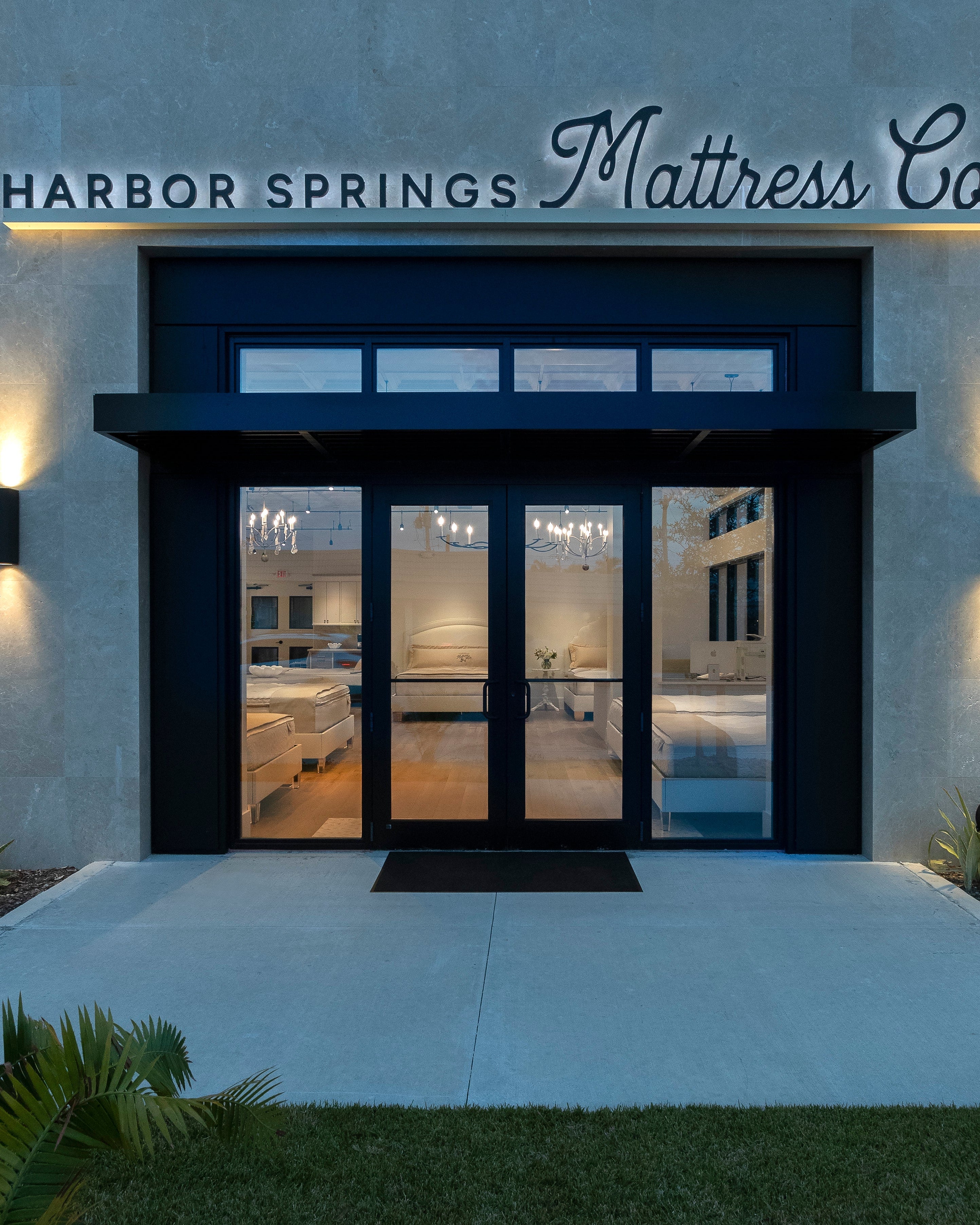 exterior door and sign of harbor springs mattress in Naples, florida